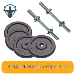 Kit Coppia Manubri 35 cm e Dischi Pesi in ghisa 18 kg