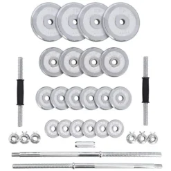 Set Componibile Manubri e Bilanciere HMS con 40,5 Kg di Pesi Cromati