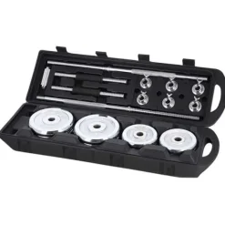 Set Componibile Manubri e Bilanciere HMS con 40,5 Kg di Pesi Cromati