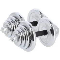 Set Componibile Manubri e Bilanciere HMS con 40,5 Kg di Pesi Cromati