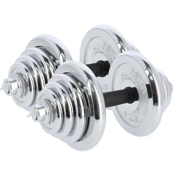 Set Componibile Manubri e Bilanciere HMS con 40,5 Kg di Pesi Cromati