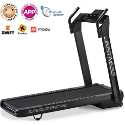 Tapis Roulant Salvaspazio Elettrico JK Fitness SC48 Super Compact Nero App