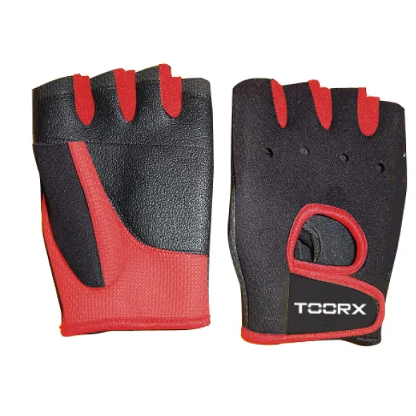 Toorx Guanti in Neoprene, Lycra pelle Scamosciata per Sollevamento Pesi Nero-Rossi